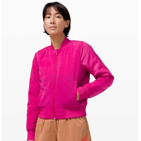 Lululemon Non Stop Bomber Reversible Ripened Raspberry EUC - Picture 1 of 11